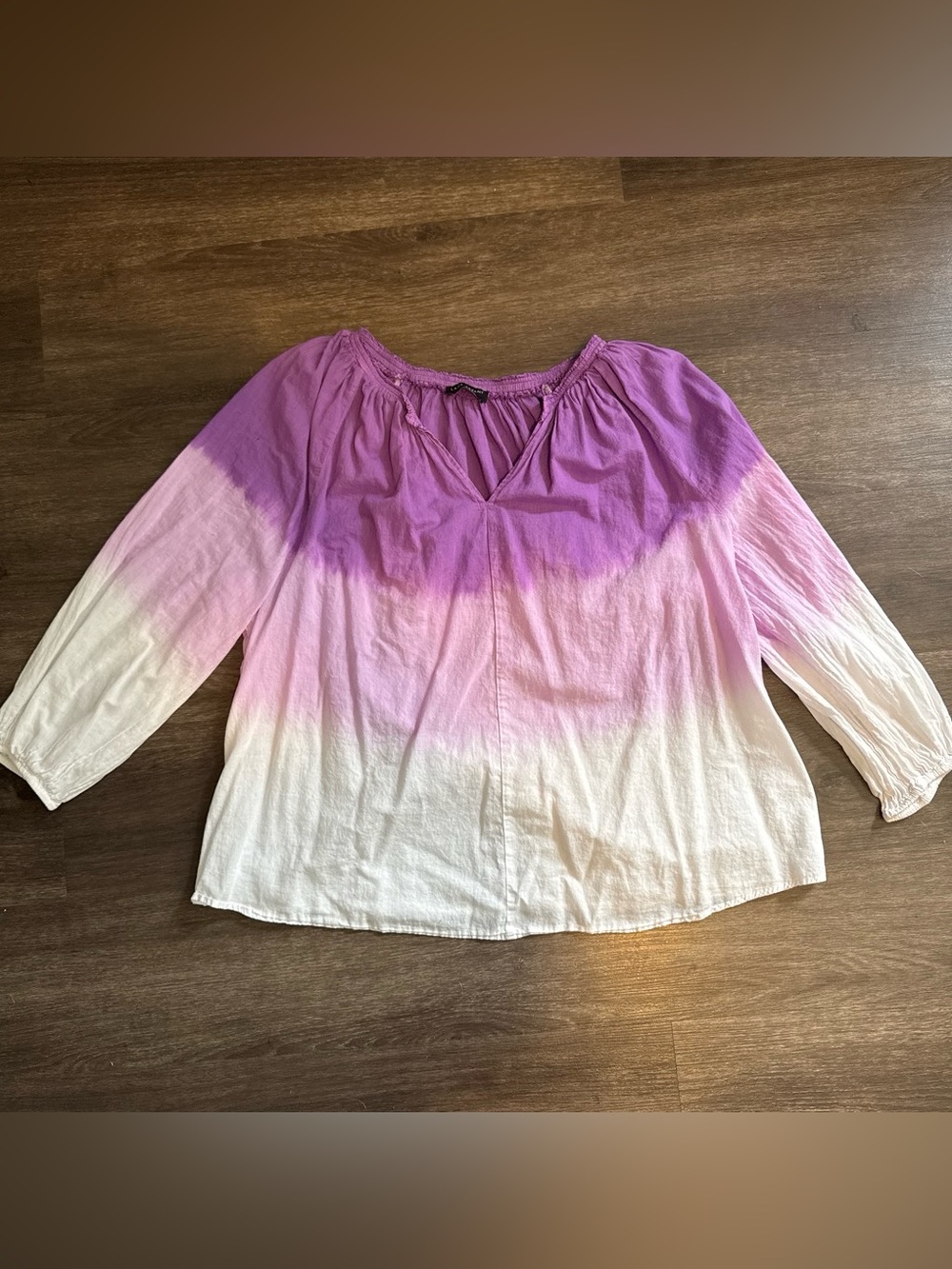 Lane Bryant Purple to White Ombre Peasant Blouse